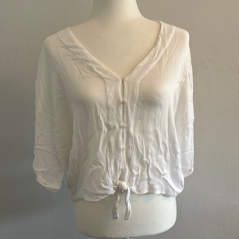 Express White V-Neck Blouse